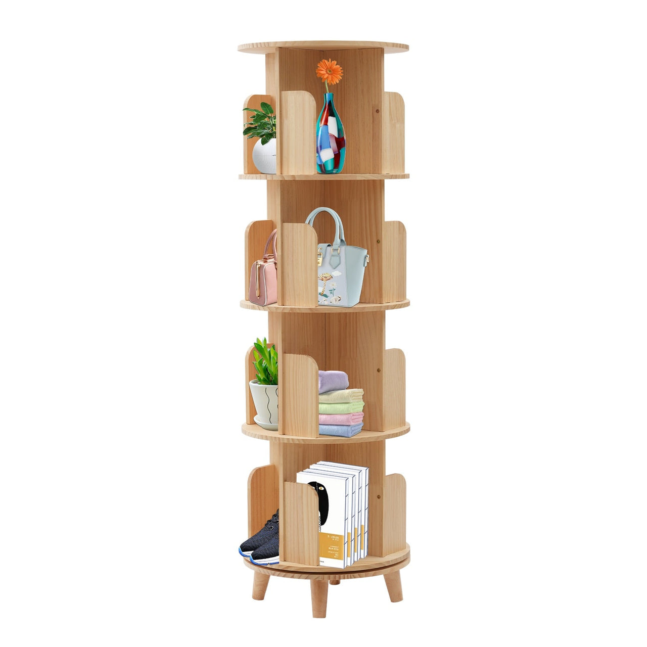 Floor Standing Storage Rack with 360 - Degree Rotation - Casatrail.com