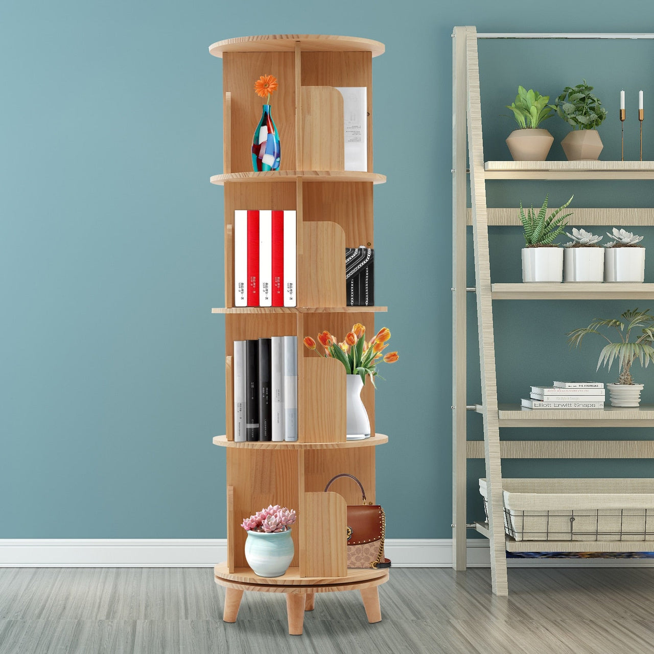 Floor Standing Storage Rack with 360 - Degree Rotation - Casatrail.com