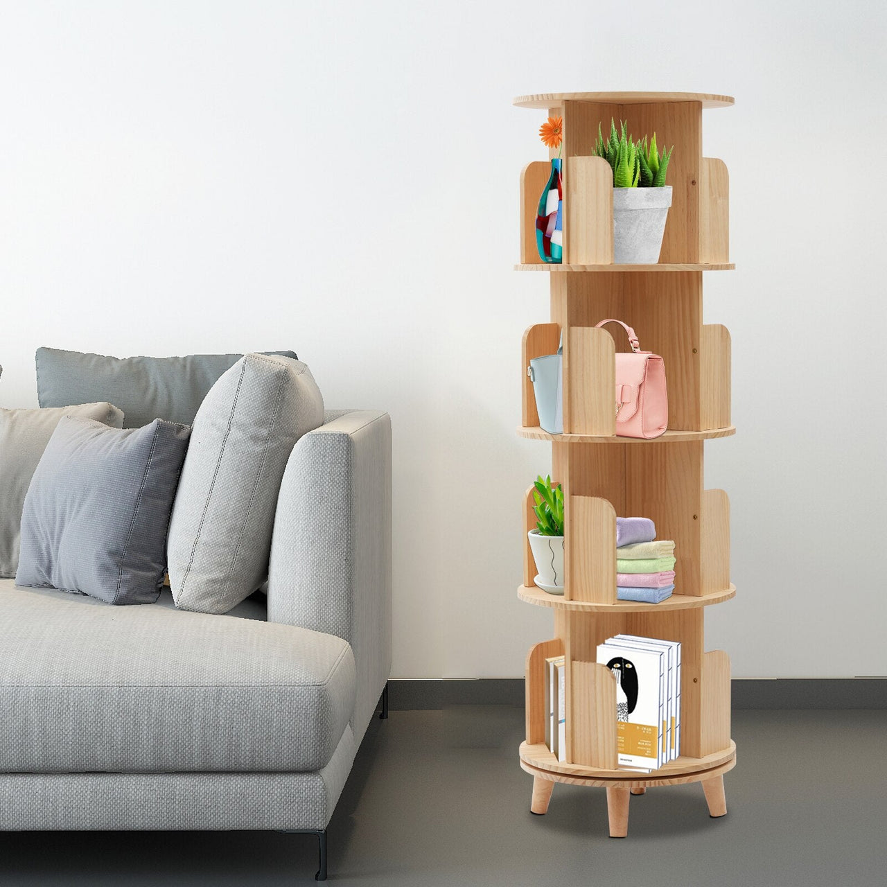 Floor Standing Storage Rack with 360 - Degree Rotation - Casatrail.com