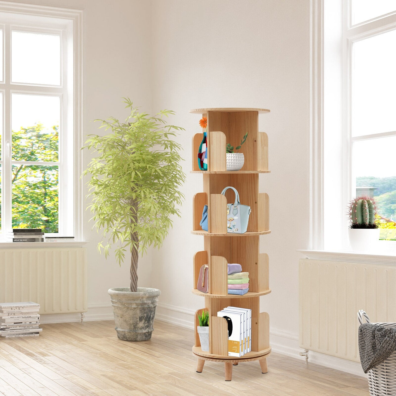 Floor Standing Storage Rack with 360 - Degree Rotation - Casatrail.com