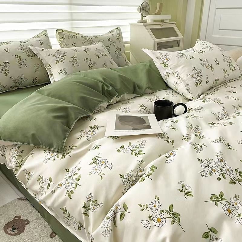 Floral Brushed Bedding Set with Soft Duvet Cover and Comforter - Casatrail.com