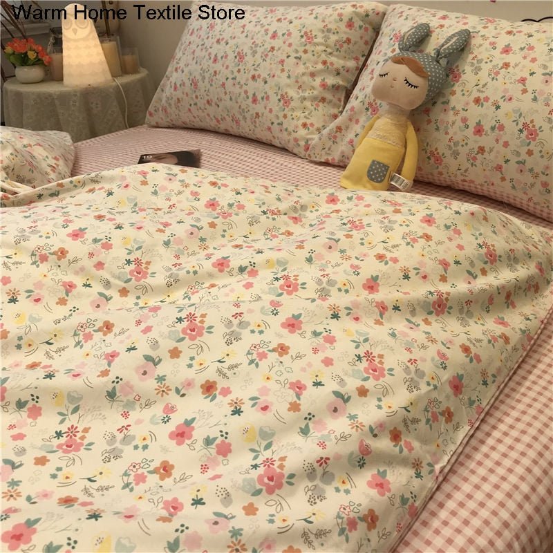 Floral Brushed Bedding Set with Soft Duvet Cover and Comforter - Casatrail.com