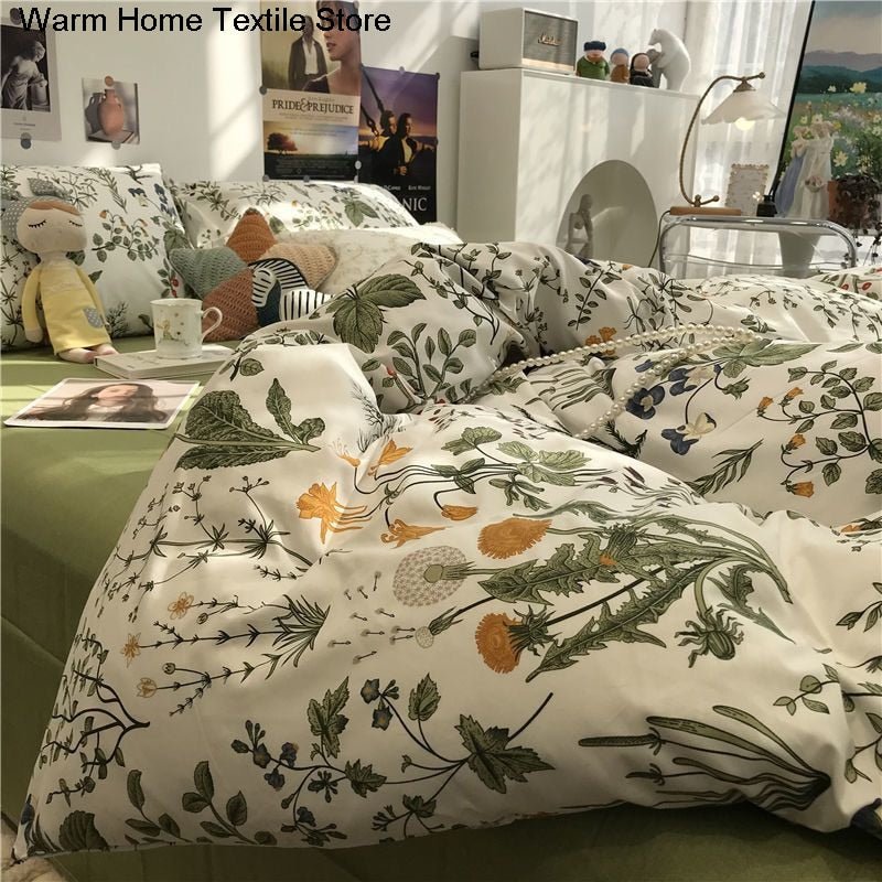 Floral Brushed Bedding Set with Soft Duvet Cover and Comforter - Casatrail.com