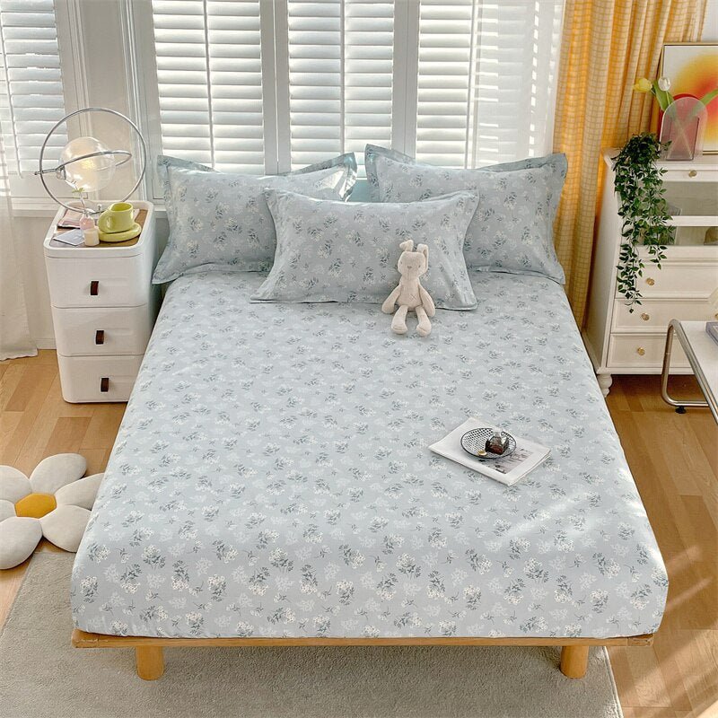 Floral Style Cotton Bed Sheet with Elastic - Casatrail.com