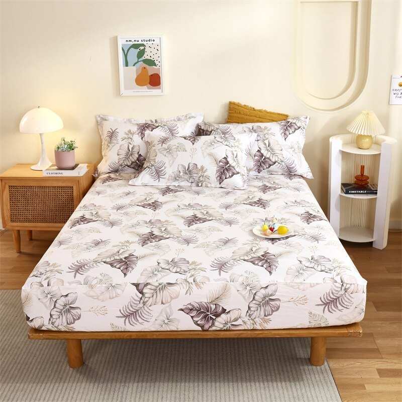 Floral Style Cotton Bed Sheet with Elastic - Casatrail.com