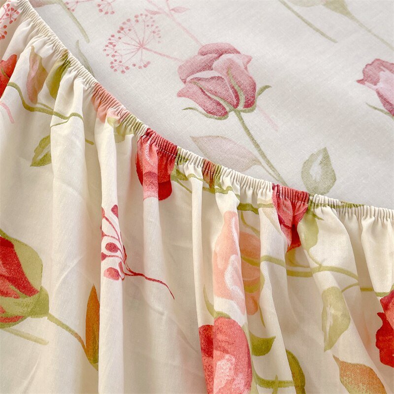 Floral Style Cotton Bed Sheet with Elastic - Casatrail.com