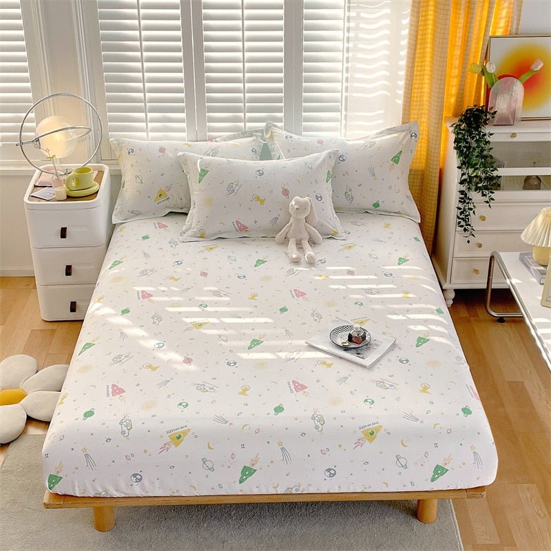 Floral Style Cotton Bed Sheet with Elastic - Casatrail.com