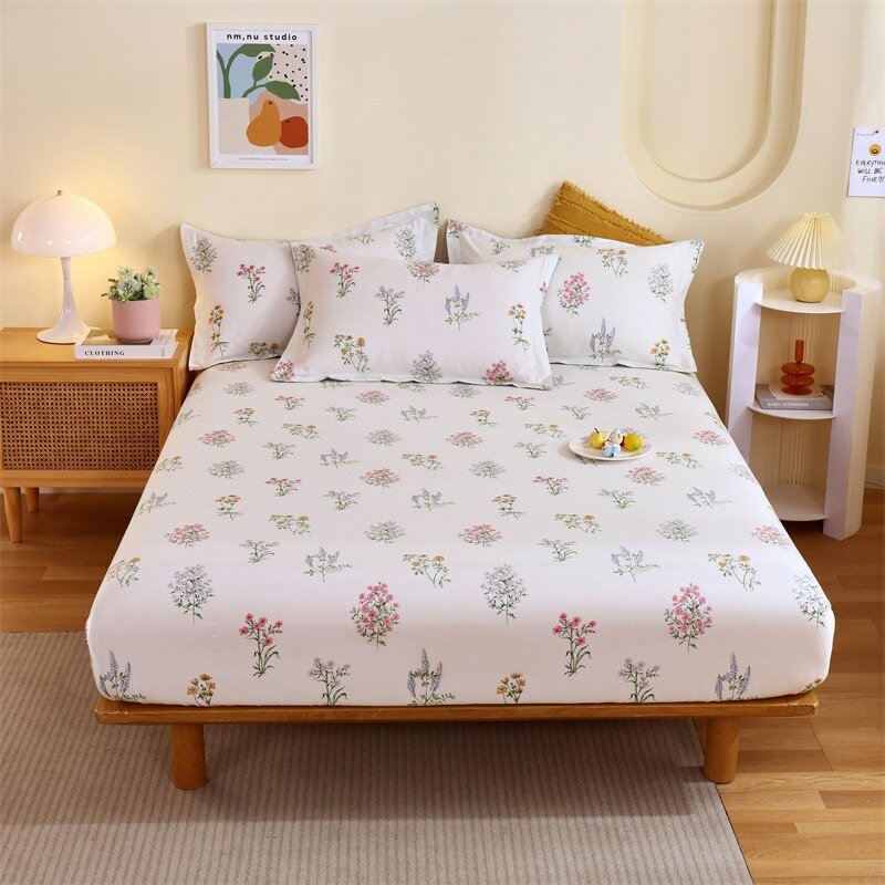 Floral Style Cotton Bed Sheet with Elastic - Casatrail.com