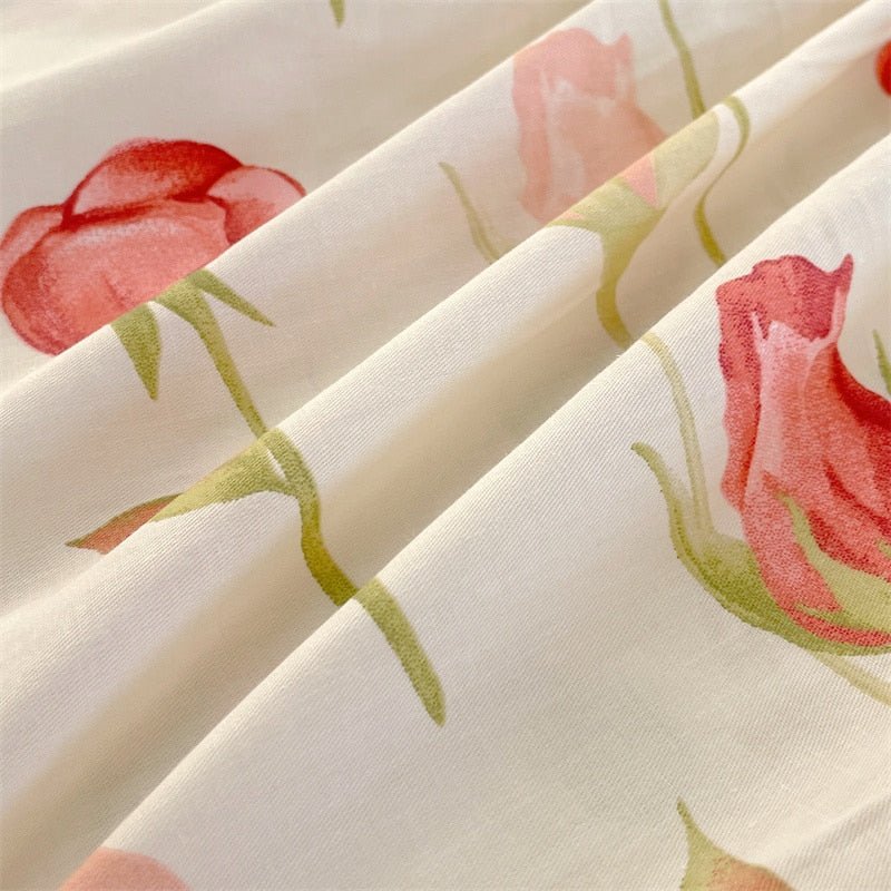 Floral Style Cotton Bed Sheet with Elastic - Casatrail.com