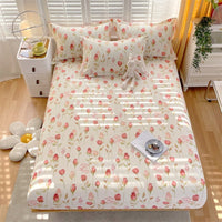 Thumbnail for Floral Style Cotton Bed Sheet with Elastic - Casatrail.com