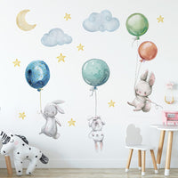 Thumbnail for Flying Rabbits Balloon Moon Nursery Decor Kids Baby Room - Casatrail.com