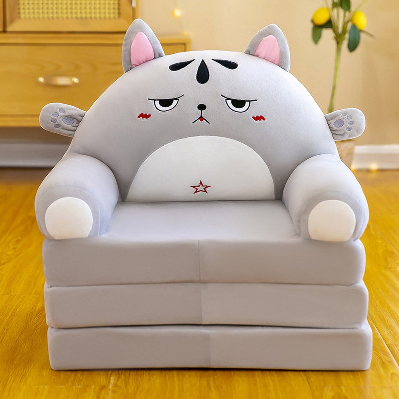 Foldable Kids Sofa with Heated Seat Cushion and Cute Cartoon Design - Casatrail.com