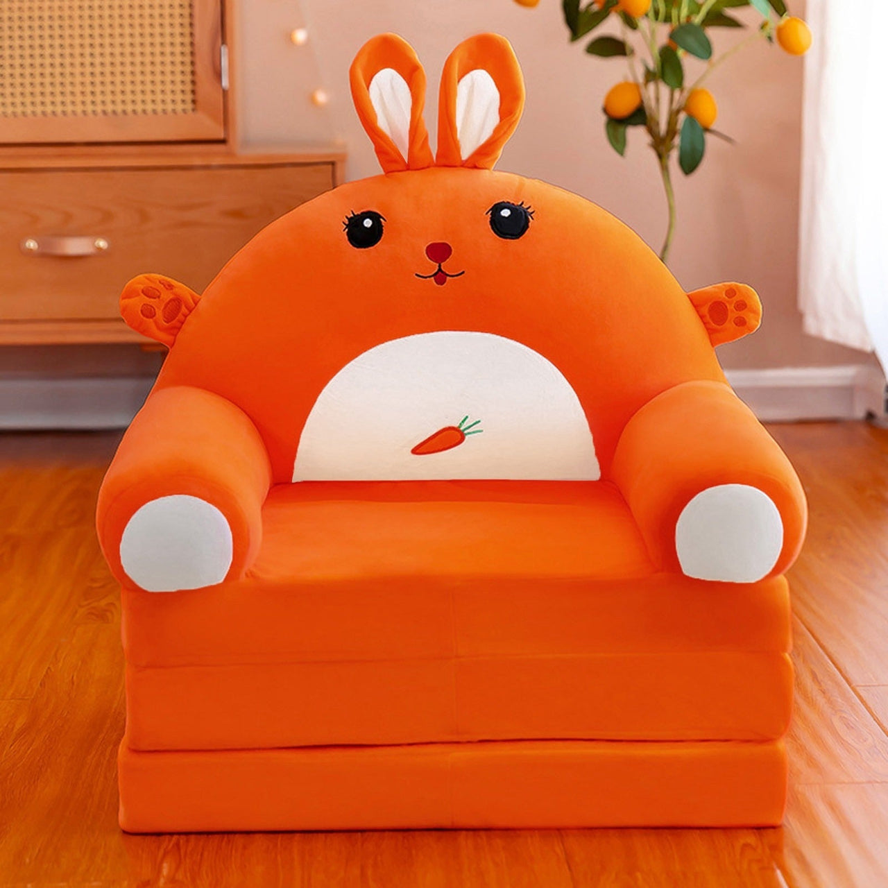 Foldable Kids Sofa with Heated Seat Cushion and Cute Cartoon Design - Casatrail.com