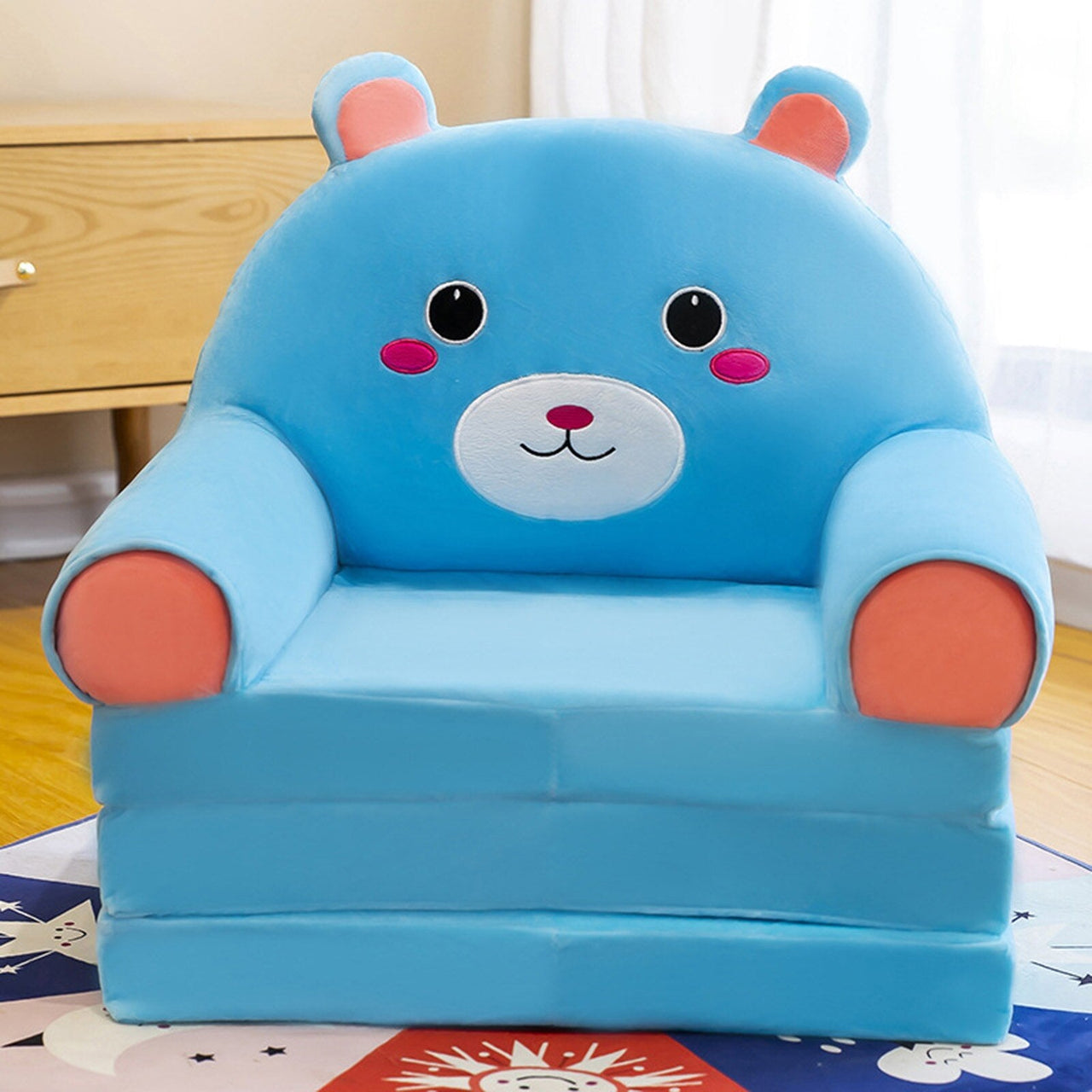 Foldable Kids Sofa with Heated Seat Cushion and Cute Cartoon Design - Casatrail.com