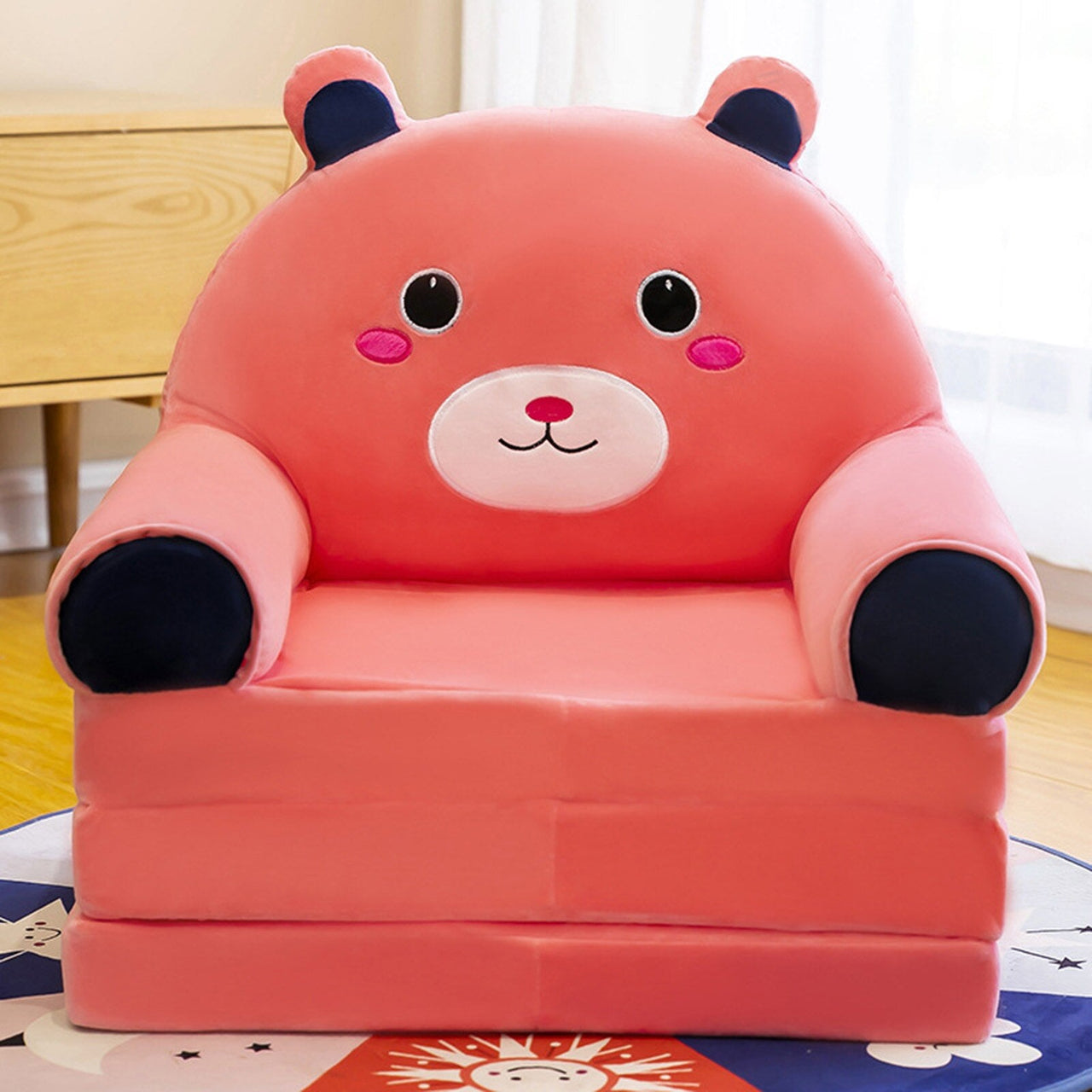 Foldable Kids Sofa with Heated Seat Cushion and Cute Cartoon Design - Casatrail.com