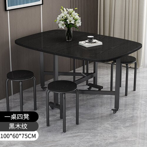 Foldable Metal Black Dining Table - Casatrail.com