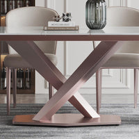 Thumbnail for Folding Dining Table with Thick Rock Slab Tabletop & Round Corners - Casatrail.com