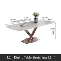 Thumbnail for Folding Dining Table with Thick Rock Slab Tabletop & Round Corners - Casatrail.com