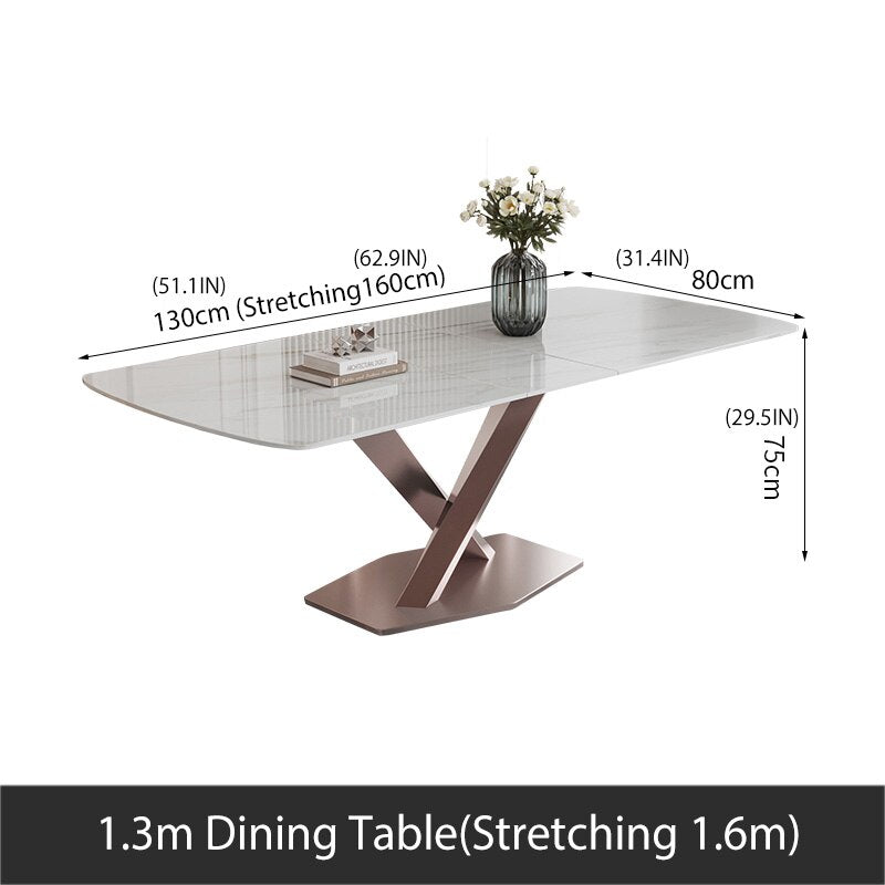 Folding Dining Table with Thick Rock Slab Tabletop & Round Corners - Casatrail.com