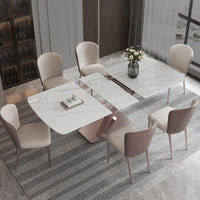 Thumbnail for Folding Dining Table with Thick Rock Slab Tabletop & Round Corners - Casatrail.com