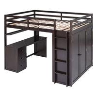 Thumbnail for Full Size Espresso Loft Bed with Drawers and Desk - Casatrail.com