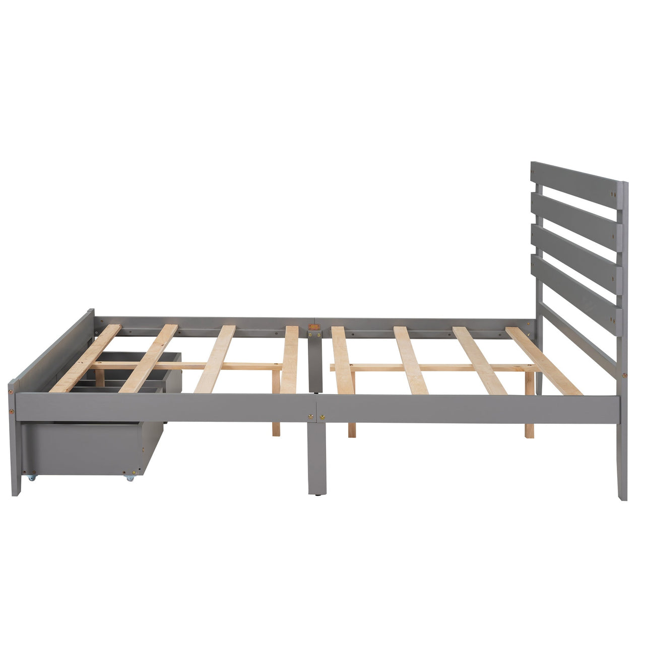 Full Size Platform Bed with Gray Drawers - Casatrail.com