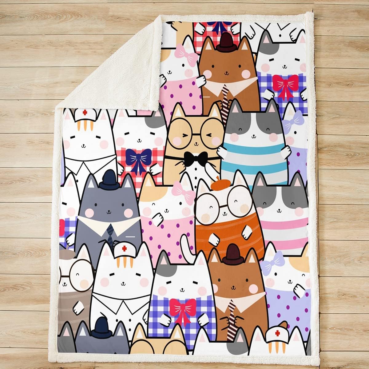 Fuzzy Blanket - Cute Cats and Kittens Sherpa Throw - Casatrail.com