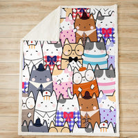 Thumbnail for Fuzzy Blanket - Cute Cats and Kittens Sherpa Throw - Casatrail.com