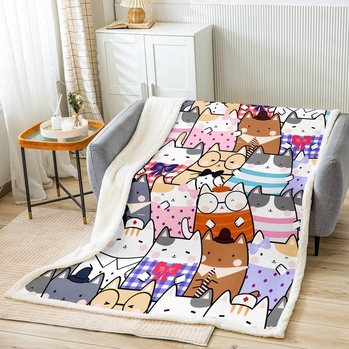 Fuzzy Blanket - Cute Cats and Kittens Sherpa Throw - Casatrail.com