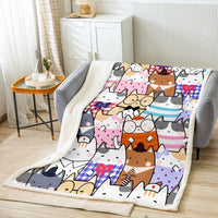 Thumbnail for Fuzzy Blanket - Cute Cats and Kittens Sherpa Throw - Casatrail.com