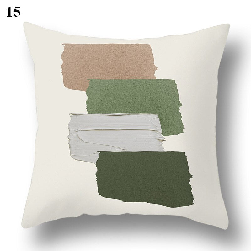 Geometric Green Leaf Pattern Decorative Pillowcase - Casatrail.com