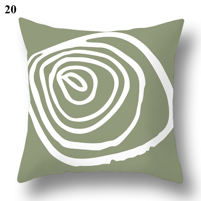 Geometric Green Leaf Pattern Decorative Pillowcase - Casatrail.com