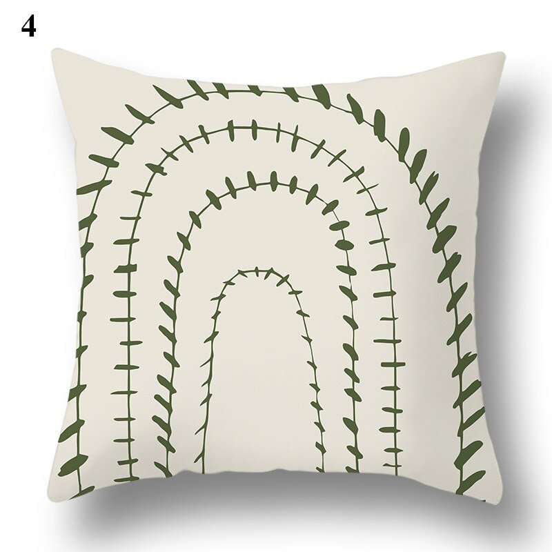 Geometric Green Leaf Pattern Decorative Pillowcase - Casatrail.com