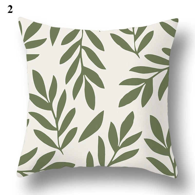 Geometric Green Leaf Pattern Decorative Pillowcase - Casatrail.com