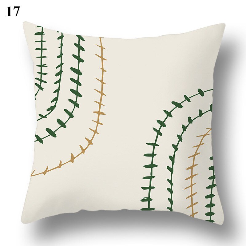 Geometric Green Leaf Pattern Decorative Pillowcase - Casatrail.com