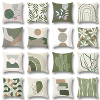 Thumbnail for Geometric Green Leaf Pattern Decorative Pillowcase - Casatrail.com