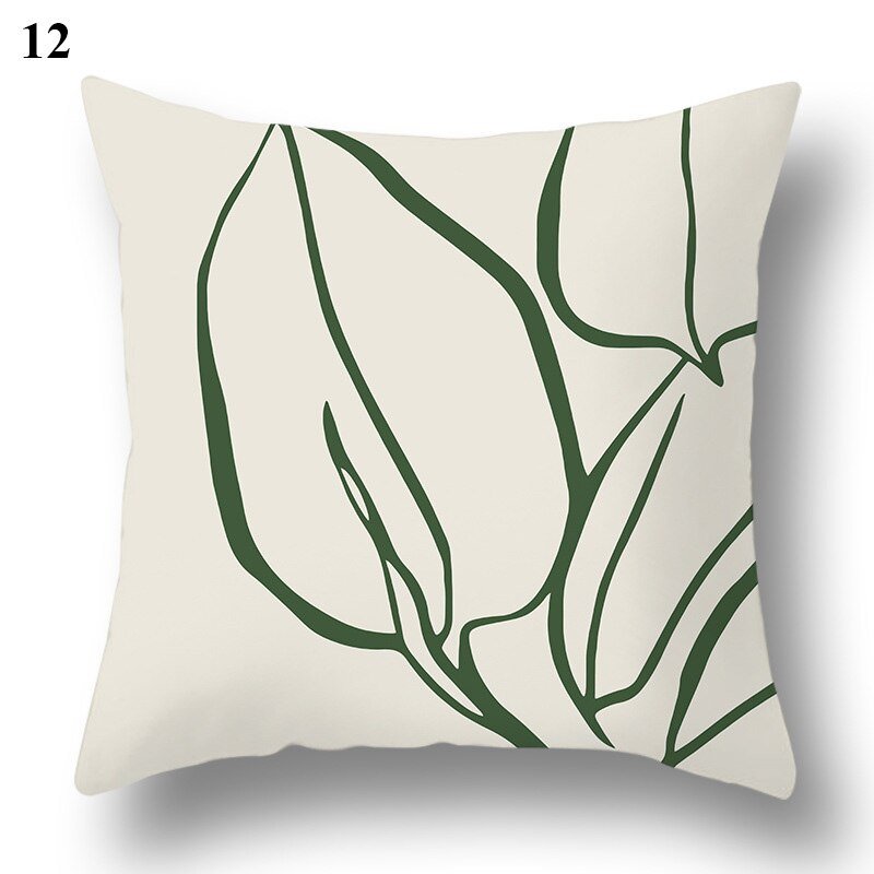 Geometric Green Leaf Pattern Decorative Pillowcase - Casatrail.com
