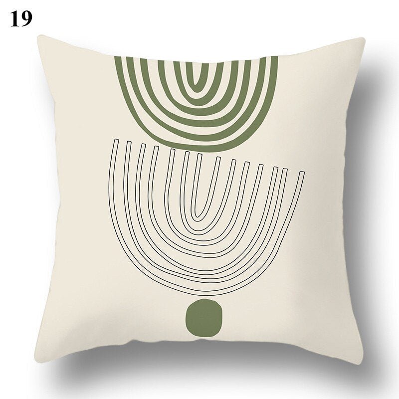 Geometric Green Leaf Pattern Decorative Pillowcase - Casatrail.com