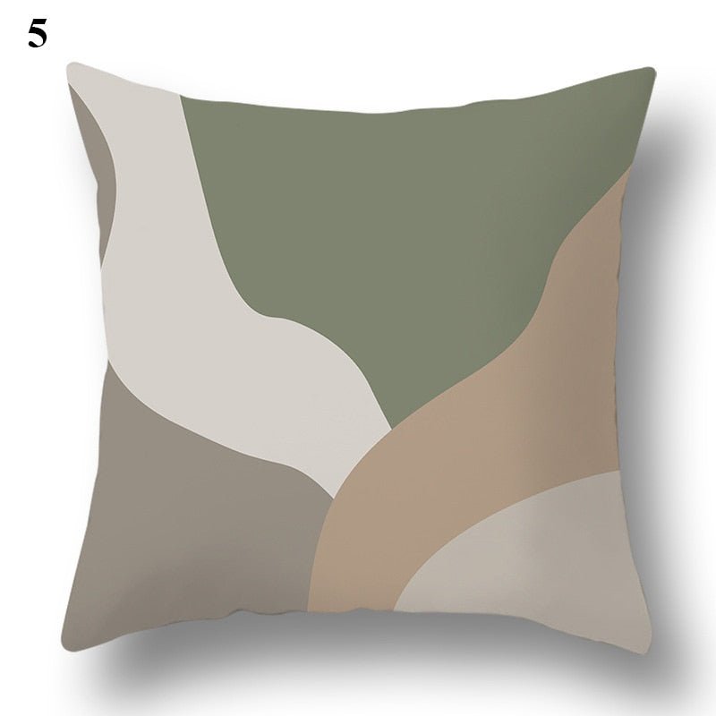 Geometric Green Leaf Pattern Decorative Pillowcase - Casatrail.com