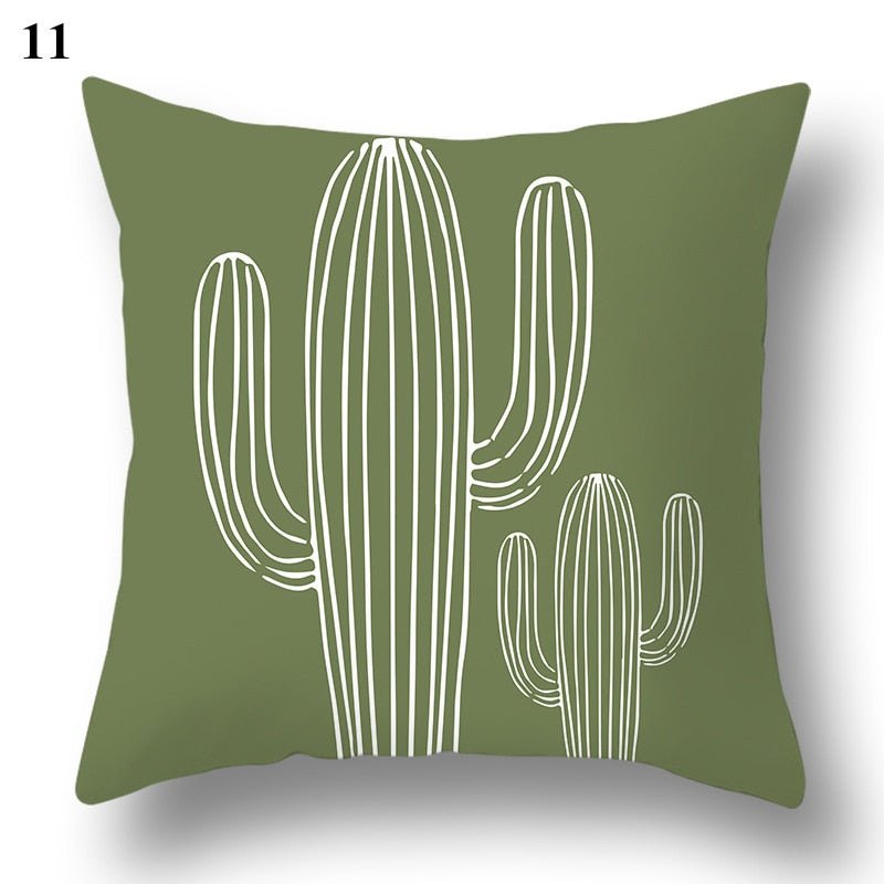 Geometric Green Leaf Pattern Decorative Pillowcase - Casatrail.com