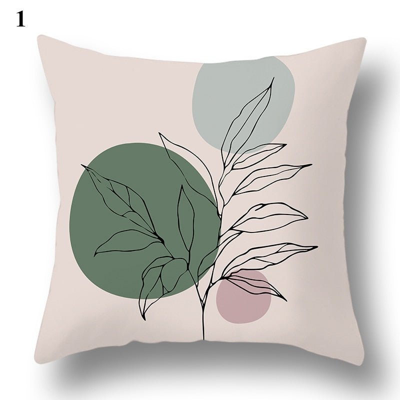 Geometric Green Leaf Pattern Decorative Pillowcase - Casatrail.com