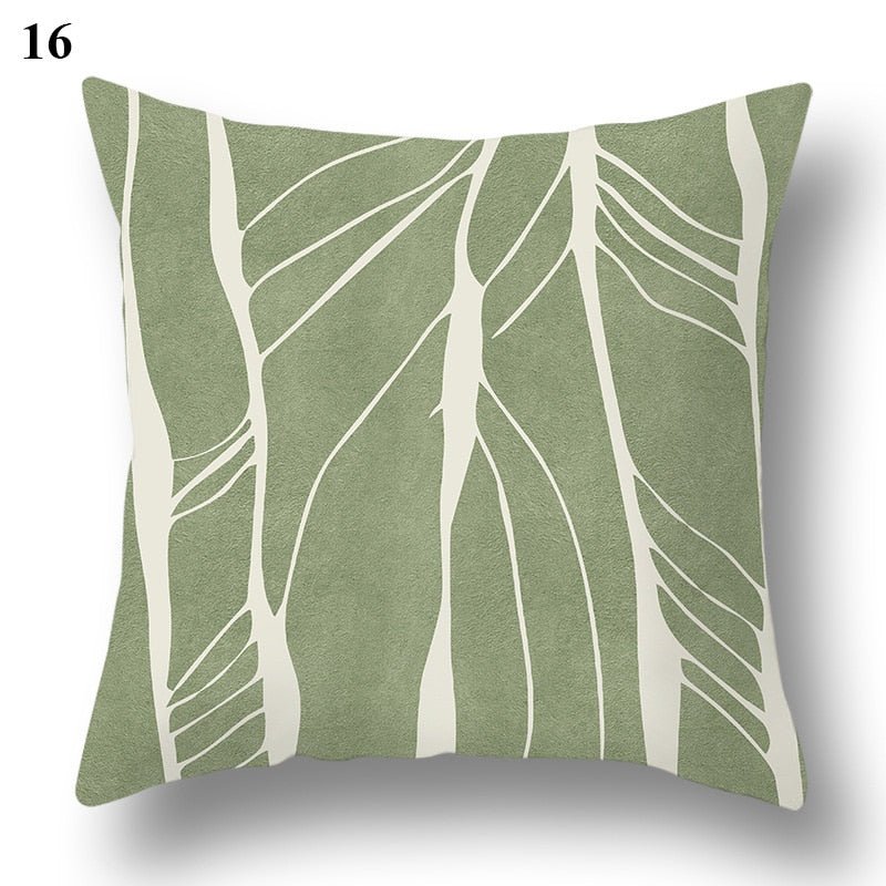 Geometric Green Leaf Pattern Decorative Pillowcase - Casatrail.com