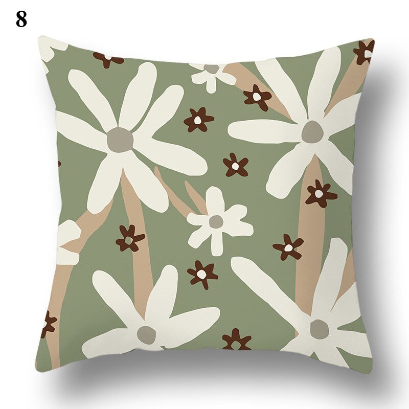 Geometric Green Leaf Pattern Decorative Pillowcase - Casatrail.com