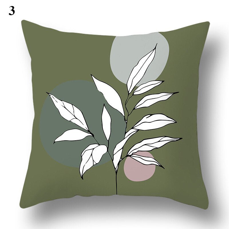 Geometric Green Leaf Pattern Decorative Pillowcase - Casatrail.com