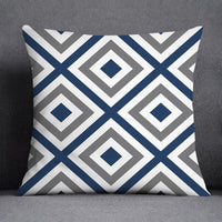 Thumbnail for Geometric Pattern Polyester Blue Grey Cushion Cover - Casatrail.com