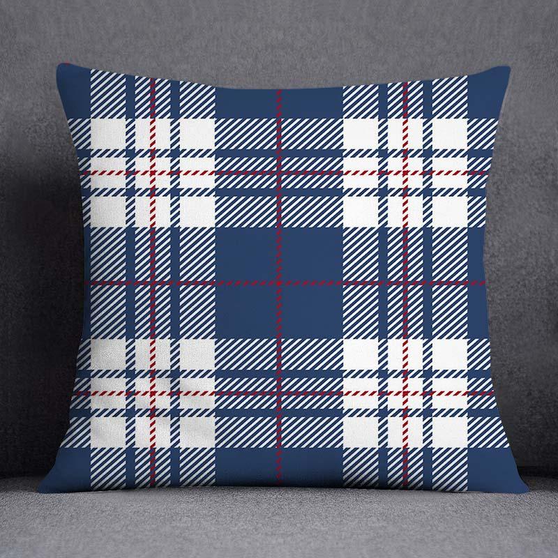 Geometric Pattern Polyester Blue Grey Cushion Cover - Casatrail.com