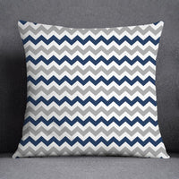 Thumbnail for Geometric Pattern Polyester Blue Grey Cushion Cover - Casatrail.com