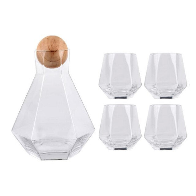 Glass Carafe Set with Wood Lid - Casatrail.com