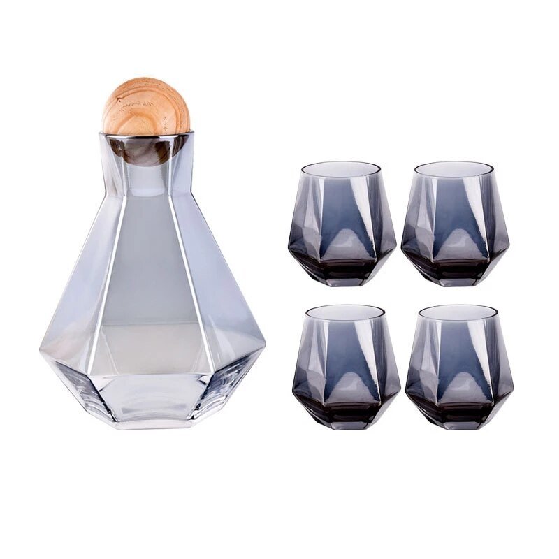 Glass Carafe Set with Wood Lid - Casatrail.com