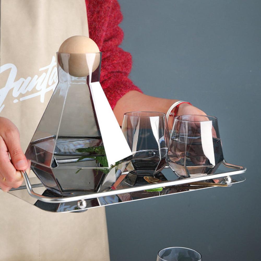 Glass Carafe Set with Wood Lid - Casatrail.com